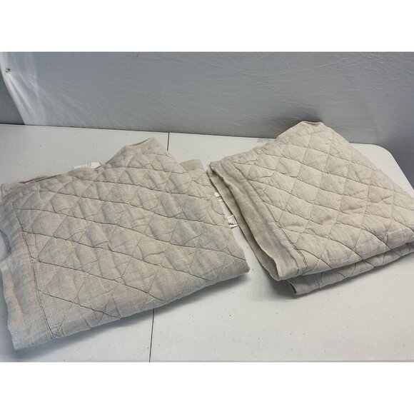 Pottery Barn Other - Set Of 2 Pottery Barn Belgian Flax Linen Diamond Quilted EURO Shams Taupe